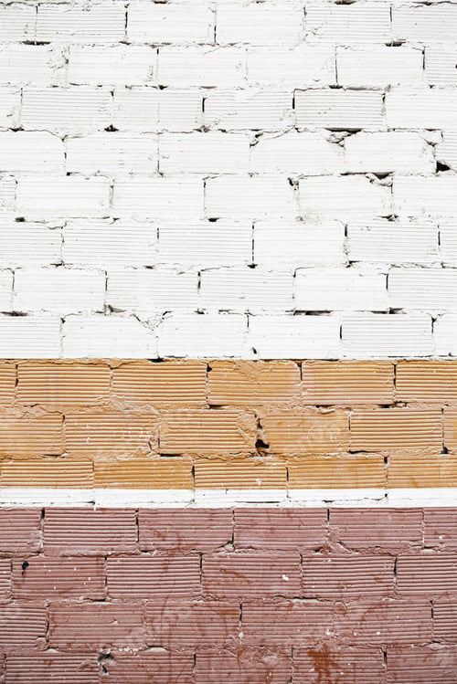Preview: Brick Wall With Colors, Detail Of An Old Wall Painted Red And White, Neglect And Ruin