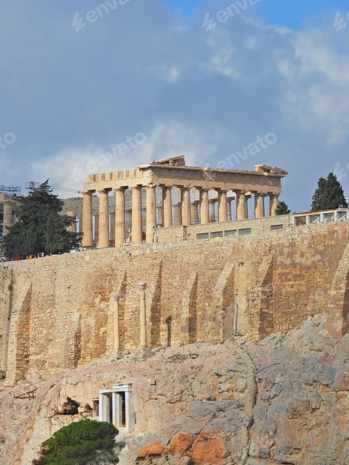 Preview: Extreme Zoom Of The Parthenon An Architectural Masterpiece In Archaeological Site Of Acropolis Hill