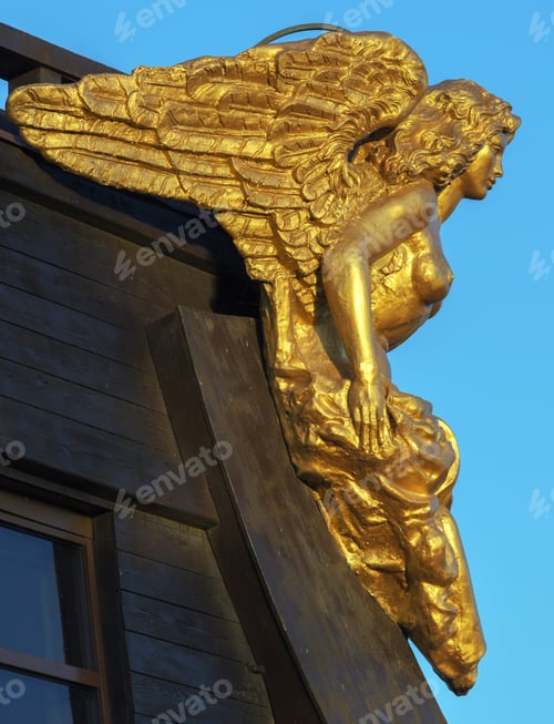 Preview: Rostrum Sculpture Angel In Old Wooden Ship