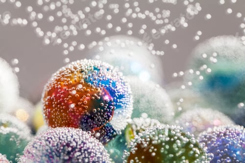 Preview: Abstract Underwater Composition With Colorful Glass Balls, Bubbles And Light