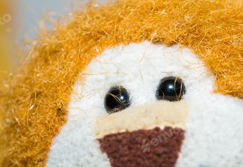 Preview: Close Up Of Toy Eye. Piece Of Cuddly Toy Face In Big Close Up.