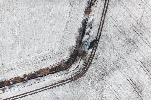 Preview: Aerial View Over The Rural Fields In Winter Time