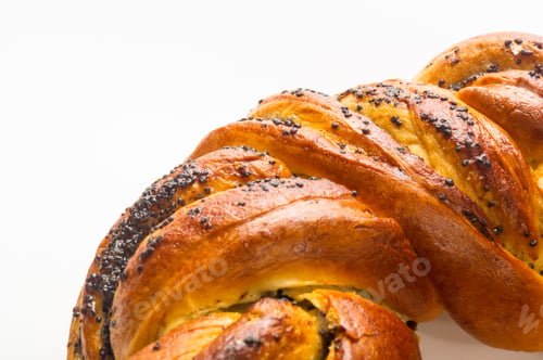 Preview: Braided Poppy Seed Round Loaf On White Background