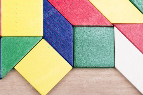 Preview: Colorful Wooden Pieces For Tangram Technique