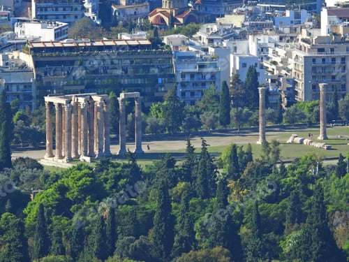Preview: Zoom Photo Of Iconic Pillars Of Temple Of Olympian Zeus As Seen From Lycabettus Hill, Athens