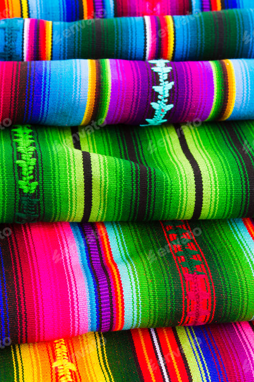 Preview: Mayan Blankets Textile Designs On The Market In Chichicastenango, Guatemala, Central America