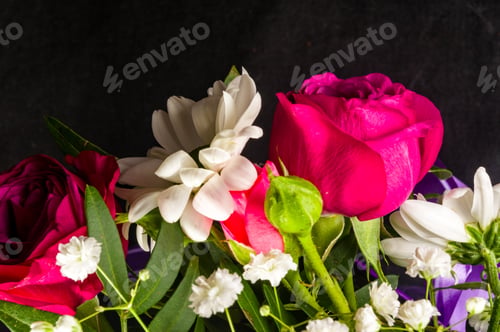 Preview: Background For A Greeting Card - Beautiful Gift Bouquet Of Various Colorful Decorative Summer
