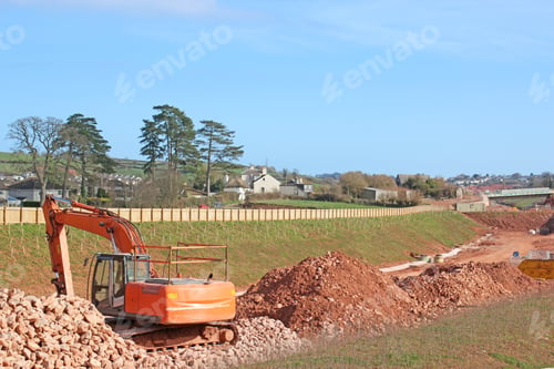 Preview: Digger On A Road Construction Site