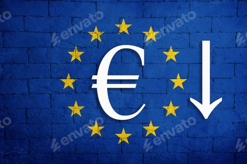 Preview: Symbolic Depreciation Of The National Currency Euro Against Of The Country Flag Of European Union