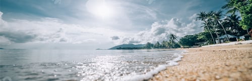 Preview: Tropical Utterance Landscape. Sea Coast At Sunrise. The Sun Rises Over A Sandy Deserted Beach On A