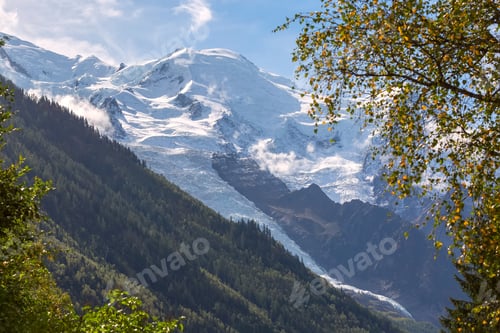 Preview: Glacier Des Bossons Or Bosson Viewed From Chamonix, Mont Blanc Massif, French Alps, France