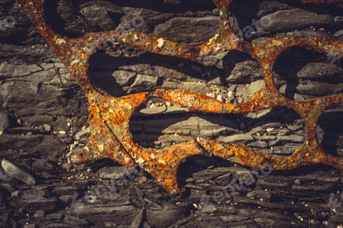 Preview: Very Rusty Metal On A Gray Cracked Rock