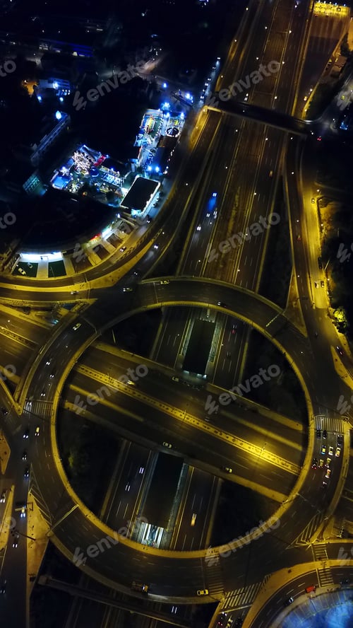 Preview: Aerial Drone Bird'S Eye Night Photo Of Ring Road At Night