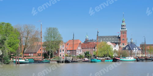 Preview: Leer With Promenade And Town Hall,East Frisia,Lower Saxony,Germany