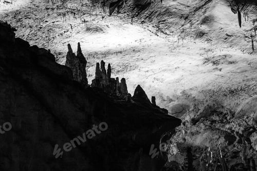 Preview: Scene From The Amazing Bulgarian Cave Magura. Black And White Photography
