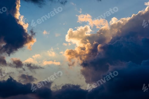 Preview: Landscape With Dramatic Light - Beautiful Golden Sunset With Saturated Sky And Clouds.