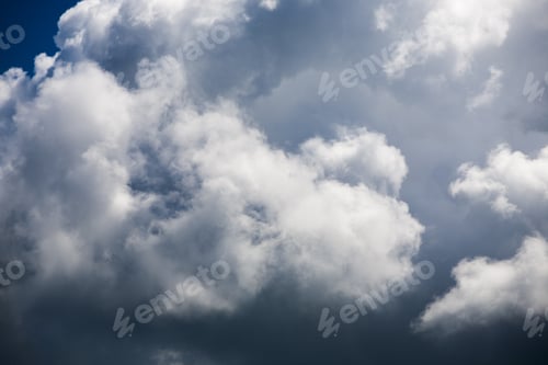 Preview: Beautiful, Fluffy, White And Grey Clouds And Blue Sky
