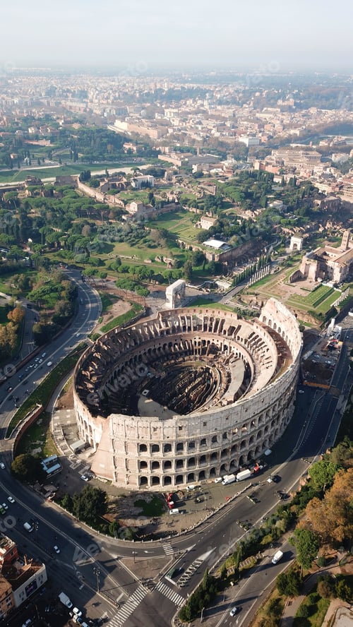 Preview: Rome, Roman Forum / Italy - 15 November 2018: Aerial Drone View Of Iconic And Beautiful Ancient