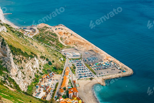 Preview: Aerial View Of The Coastline Of Gibraltar From The Top Of The Rock