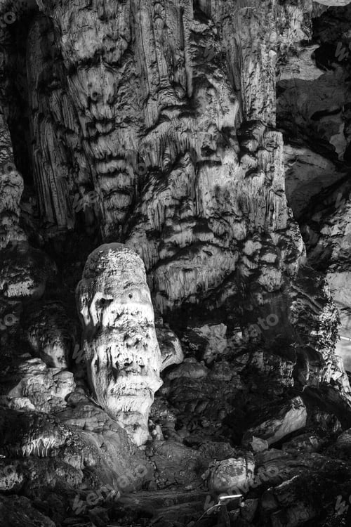 Preview: Scene From The Amazing Bulgarian Cave Magura. Black And White Photography