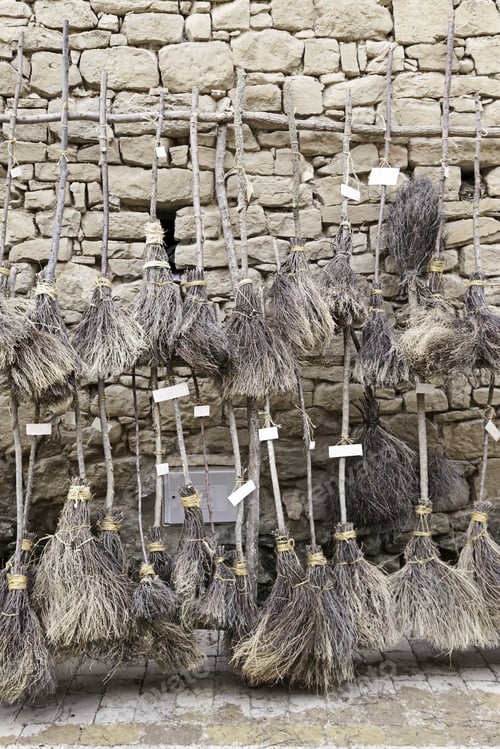 Preview: Witches Brooms, Detail Of A Broom For A Party Of Witchcraft