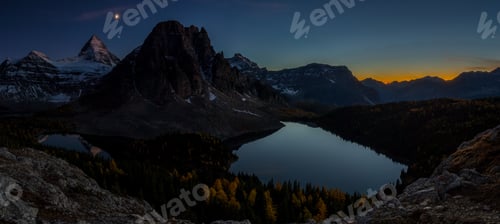 Preview: Night Sky At Mount Assiniboine In Larch Season Fom Nub Peak