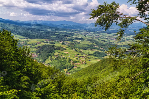 Preview: View Of Polish Town Rytro From Beskidy Mountains (Beskid Sadecki). Beskid Sadecki Is A Part Of