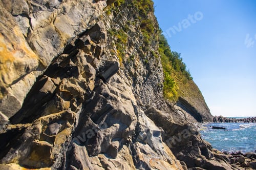 Preview: Rocky Sea Shore With Pebble Beach, Waves With Foam