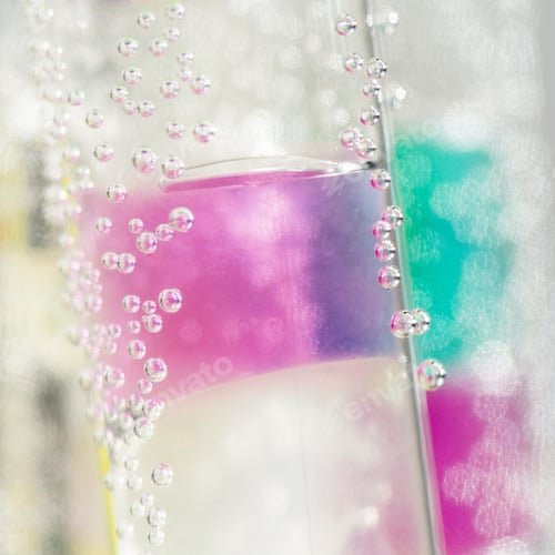 Preview: Abstract Composition With Underwater Tubes With Colorful Jelly Balls Inside And Bubbles