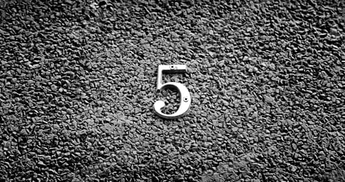 Preview: Number Five On The Wall Of A House, Detail Of A Number Of Information, Odd Number