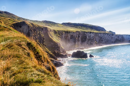 Preview: Coastal Cliffs In County Antrim, Northern Ireland Near Portrush And Carrick-A-Rede