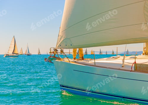 Preview: Sailing Boats During A Regatta At Palaio Faliro Gulf In Athens Greece