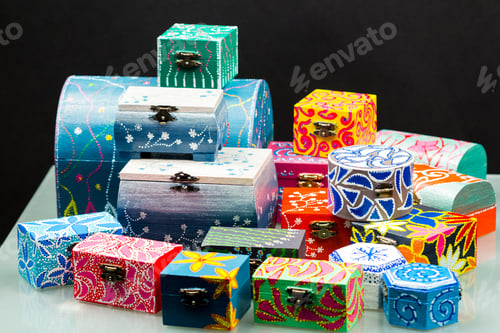 Preview: Painted, Wooden Small Boxes For Multiple Purposes