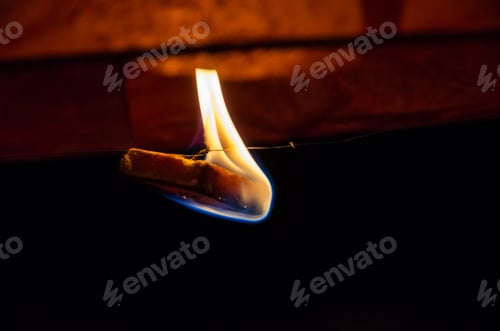 Preview: Burning Fire In Orange Sky Lantern Of Wish Flying In The Dark Sky