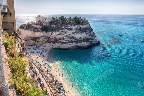 Preview: View Over Isola Bella Beach, Iconic Seaside Place In Tropea, A Seaside Resort Located On The Gulf