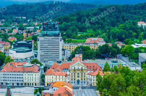 Preview: Aerial View Of The Kongresni Trg Square In The Slovenian Capital Ljubljana