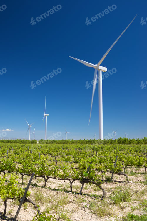 Preview: Wind Turbines For Electric Power Production, Zaragoza Province, Aragon In Spain.