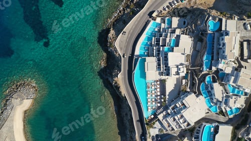 Preview: Aerial Drone Top View Photo Of Luxury Pool Resort Famous For Number Of Pools In Tropical Exotic