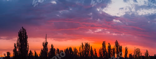 Preview: Landscape With Dramatic Light - Beautiful Golden Sunset With Saturated Sky And Clouds.