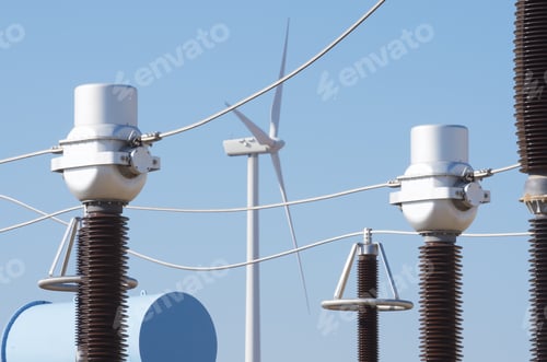 Preview: Windmill For Electric Power Production And Electrical Substation