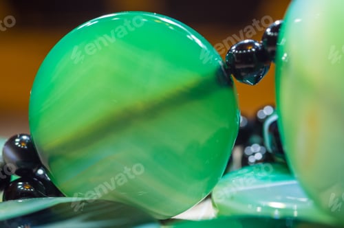Preview: Large Polished Beads Of Beautiful Translucent Green Agate Gemstone, Macro