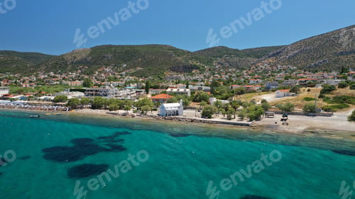 Preview: Aerial Drone Photo Of Beautiful Emerald Seascape Of Porto Rafti, Mesogeia, Attica, Greece
