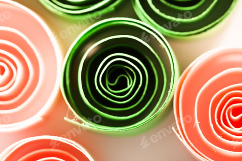 Preview: Macro, Abstract, Background Picture Of Colored Paper Spirals On Paper Background