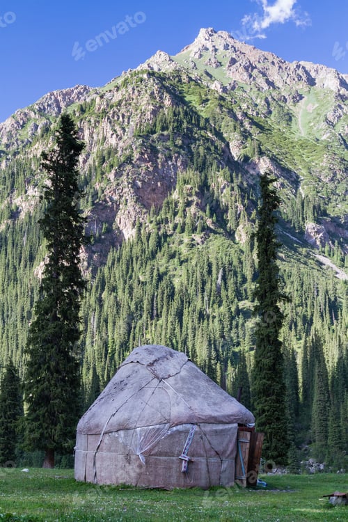 Preview: Yurt In Alatau Plateau, Tian Shan Mountains Near Karakol In Kyrgyzstan. Central Asia