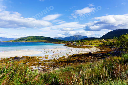 Preview: A Typical Lofoten Bay View. Scene On A Lovely Day With. Lofoten Islands Are Popular Tourist
