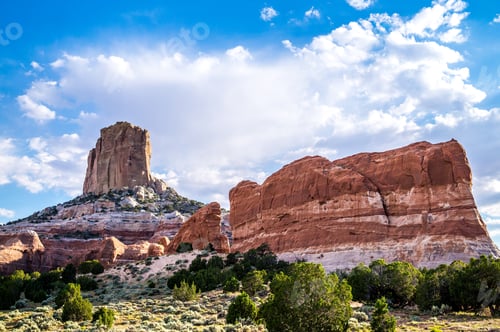 Preview: Majestic Rocks-Monuments Against The Blue Sky. Deserted Arizona, Usa