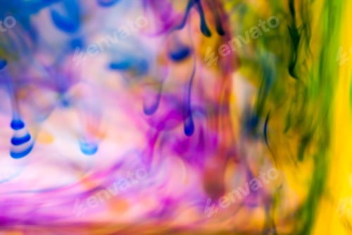 Preview: Abstract Defocused Composition With Ink And Small Bubbles. Beautiful Background, Texture And Colors