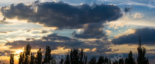 Preview: Landscape With Dramatic Light - Beautiful Golden Sunset With Saturated Sky And Clouds.