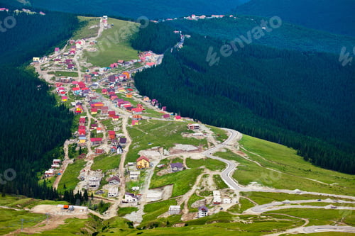 Preview: Aerial View Of Ranca Town And Resort In Parang Mountains, Romania