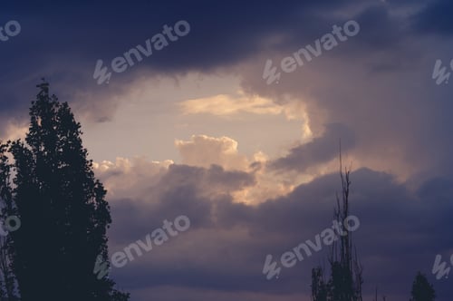 Preview: Landscape With Dramatic Light - Beautiful Golden Sunset With Saturated Sky And Clouds.